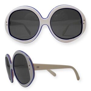 1960’s Vintage Ultra Mod White Sunglasses with Red & Blue Detailing, France
